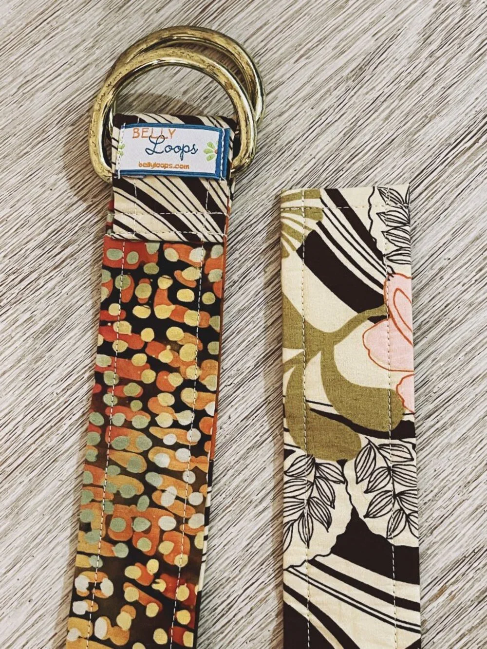 Belly Loops Fabric Belt Floral Dot Multi Brown Orange